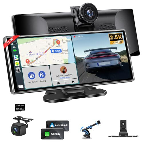 11.26 Car Tablet, Car Play Screen with Wireless Apple CarPlay Android Auto, Carplay Screen with Dash Cam & Reversing Camera, IPS Display with Bluetooth 64G SD Mirror Link GPS Navigation AUX FM