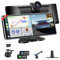 Tableta de coche de 11.25 pulgadas, pantalla de reproducción de coche con Apple CarPlay Android Auto, pantalla Carplay con cámara de salpicadero y cámara de marcha atrás 1080P, pantalla IPS con