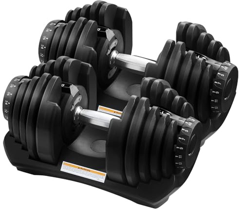 LSLIFE 24/25/40KG Adjustable Dumbbells, Dumbbells Set for Saving Place Adjustable Dumbbell Weights with Safety Locking Non-Slip Handle Home Gym Strength Training