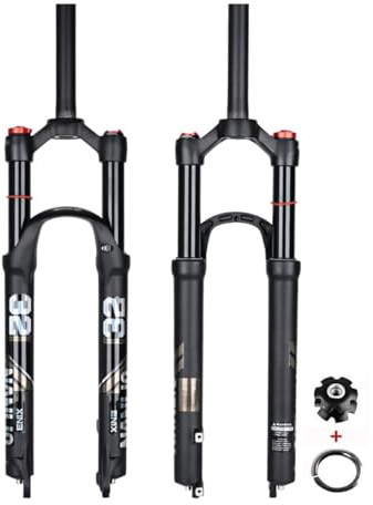 Forcella Ad Aria for Bici 26/27,5/29 Pollici MTB Forcella Ammortizzata 1-1/8 Dritto /Conique Freno A Disco Forcella Anteriore Corsa 120 Mm 9 X 100 Mm QR Manuale/Remoto Forcelle(Straight-manual,29)