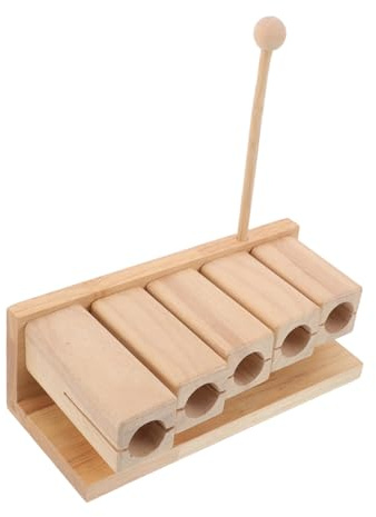 Schlaginstrumentenblock, 5 Töne, Pentatonisch, Schulbeginn Party | Leichtes Holz, Ergonomische Form, für Vorschulkinder und Meditation, mit Schlägel und Hammer
