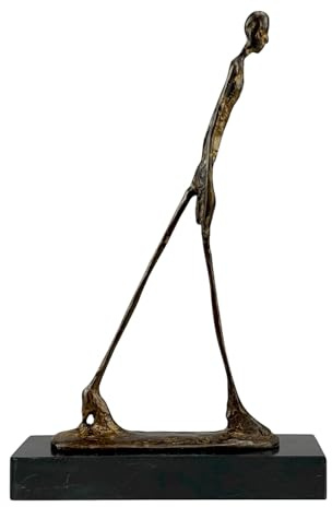 Walking Man Skulptur - Giacometti inspirierte echte Bronzestatue auf Marmorsockel | handgefertigt in Griechenland | Moderne Kunst Sammelfigur 31 cm