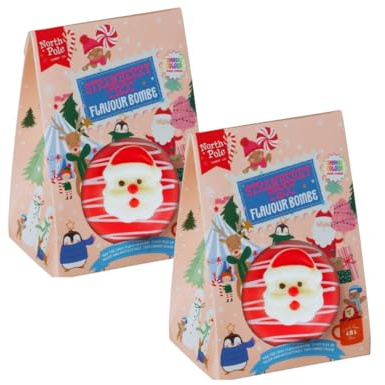 Festive Strawberry Hot Chocolate Bombs - Sweet Christmas Treat (Pack of 2) - Treat for Kids and Adult