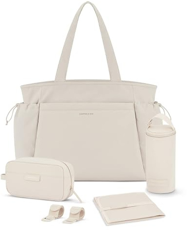 Kapten & Son Shopper Hellvi Diaper Set 25 L | Wickeltasche mit Kinderwagen- und Kofferbefestigung | inklusive Kulturtasche, Wickelunterlage & isolierter Flaschenhalter | Diaper Bag