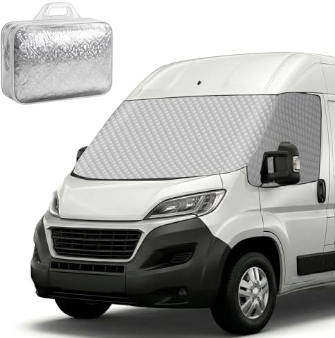 Windschutzscheiben Abdeckung Kompatibel mit Fiat Ducato, Peugeot Boxer, Citroen Relay X250/X290 (2006-2024), Frontscheiben Sonnenschutz mit Aufbewahrungstasche, Wasserdicht Anti-UV Frostschutz