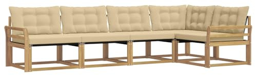 vidaXL Outdoor-Sofagarnitur mit Kissen 5 pcs Weiß und Beige, Moderne Gartenmöbel, Sofa-Kollektion und robuste Terrassenbestuhlung, gemütliche Lounge-Einheit