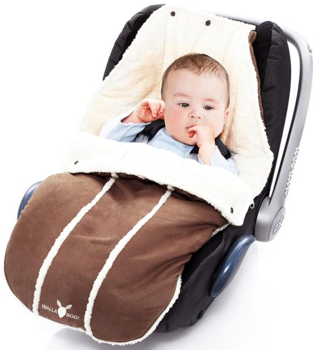 Wallaboo Fußsack, Universal für Babyschale, Autositz, z.B. für Maxi-Cosi, Römer, für Kinderwagen, Buggy oder Babybett, Farbe: Braun