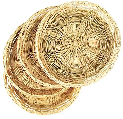 Fox Run Brown Wicker Paper Plate Holders, 9 x 9 x 0.5 inches