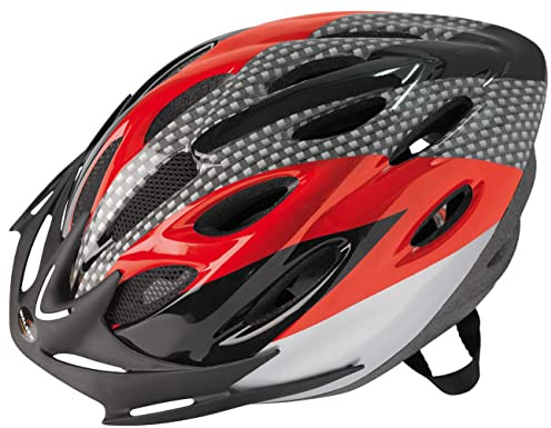 Walser Fahrradhelm Sprinter, Radfahrhelm mit anpassbarem Drehradverstellsystem und Insektennetz, Allround – Radhelm, Blau/Rot/Gelb/Schwarz