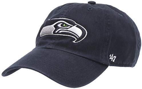 '47 NFL Seattle Seahawks Clean Up Unisex-Baseballkappe, Verstellbarer Riemenverschluss, Einheitsgröße, Team Logo, Farbe Navy Blau