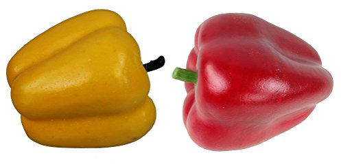 Deko Paprika 3 Stück, Rot, Gelb und Grün, Lebensechtes Plastikgemüse, Kunstgemüse, Kunstobst, Künstliches Obst und Gemüse Dekoration, Schaufenster Haushalt Küche, Party und Hotel