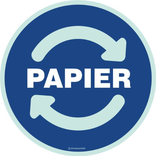 KDS Aufkleber PAPIER Mülltonne Abfall Recycling Wertstoffkennzeichnung 20 cm rund