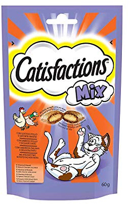 Catisfactions Friandises pour chat – Goût poulet & Canard – Récompenses pour chats adultes et chatons – Pack de 6 sachets de 60 g