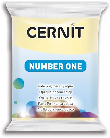 CERNIT CE0900056730C - Block Modelliermasse (Polymer) NUMBER ONE, ofenhärtend, sofort gebrauchsfähig, 56g, für DIY, Schmuck, Figuren, für Einsteiger und Hobbykünstler, Vanille, 1 Stück