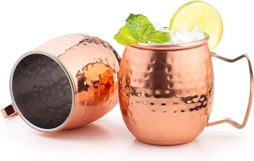 Zap Impex Moscow Mule Tasse aus reinem Kupfer, Nickel, gehämmertes Kupfer, ideal für ein gekühltes Getränk oder eine Bar oder zu Hause