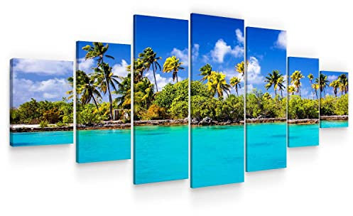 Startonight Grand Format Art Encadré Plage Ensoleillée, Impression De Photos Sur Toile XXL Imprimée Tableau Motif Moderne Déco d'Art 7 pieces Tendu Sur Chassis 100 x 240 cm