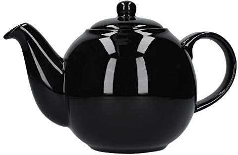 London Pottery Teapot with Strainer, Gloss Black, 6 Cup (1.2 Litre)