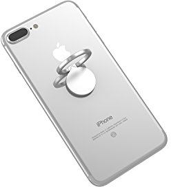 Kronya - 360 Grad drehbarer Smartphone Fingerhalter | Case Finger Griff Halter Halterung Handy Hülle Ring Ringhalter Ständer Tablet | Kompatibel mit Apple iPhone iPad Samsung Galaxy | 4 (Silber)