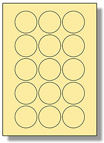 Label Planet® 15 Per Sheet, 5 Sheets (75 Round Cream Labels). Round Coloured Paper Labels, 51mm Diameter, LP15/51R C