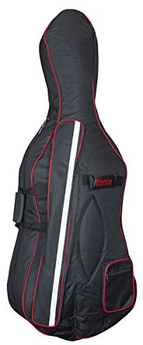 Hidersine CBC Series Gepolsterte weiche Cellophanhülle – 1/2 Größe – gepolsterte Cello-Tasche mit Zubehör und Bogentaschen – Tragegurte für einfache Handhabung – Schwarz/Rot