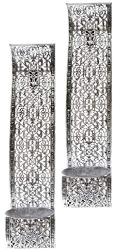 elbmöbel Wandkerzenhalter 2 er Set Metall Teelichthalter Ornamente (gebogen, 38x9x12)
