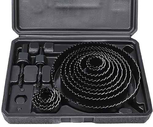 FreeTec 16 Piezas Juego de Coronas, Ø19-127mm Coronas de Madera, Sierra de Corona Perforadoras Corona Taladro para Madera y Pladur, 2 Taladros