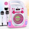AUNA Kara Liquida - Appareil karaoké, Systeme Karaoke Complet, Effet Lumineux, Lecteur CD, Port USB Compatible MP3, Sortie vidéo, 2 Microphones, Poignée de Transport, 2 entrées Jack - Rose