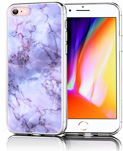 Verco Phone Case for iPhone 6s, Shockproof Bumper for Apple iPhone 6 Cover Silicone, 4.7 inch Back Case clear with motive, purple marble