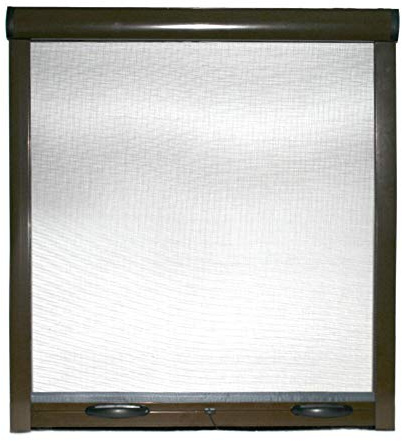 Zanzariera Universale A Rullo Avvolgibile Profilo Riducibile Regolabile Per Finestra Porte Portafinestra Balconi Con Frizione Telaio In Alluminio In Kit Fai Da Te Colore Marrone (140 x 170 cm)