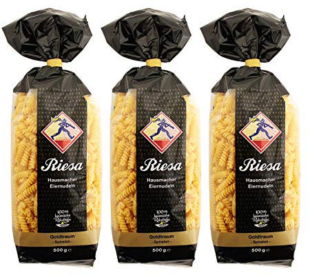 3er Pack Riesa Nudel Goldtraum Spiralen (3 x 500 g) Teigwaren, Spirelli, Riesa Nudeln, Pasta