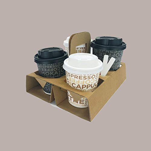 Lucgel Cestino Porta Bicchieri Cappuccino Caffè Asporto 4 FORI Carta Avana 16x20H5cm - 100 pezzi -
