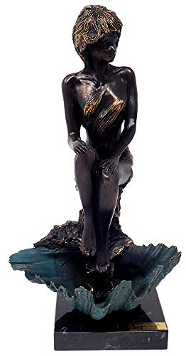 Frau vergoldete Bronzefigur basierte Shell Marmor [AB9475]
