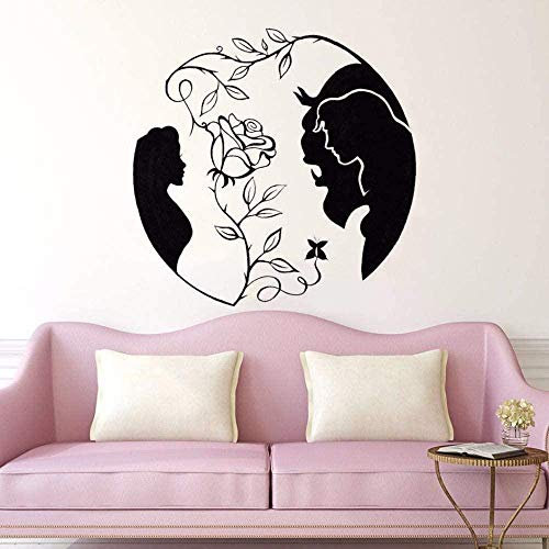 Mode kreative Wandaufkleber Beauty and the Beast Design Rose inspiriert Liebe Wandkunst Aufkleber 57X56Cm
