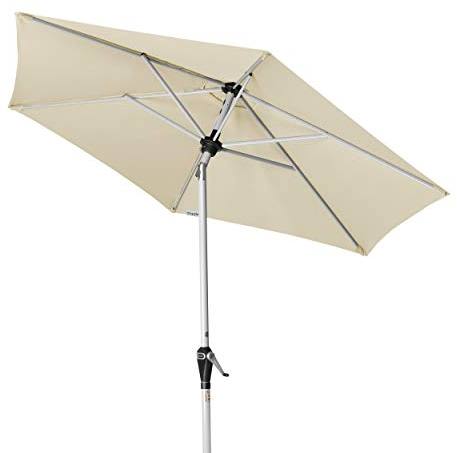 Doppler ACTIVE Auto Tilt 210 - Kurbel Sonnenschirm - Ideal für den Balkon - Mit einfacher Höhenverstellung - ca. 210 cm - Natur