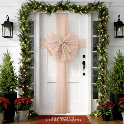 The Fancy Dress® DIY Decorative Door Bow - Double Bows With Diamante Decoration - Wedding, Parties, Christmas Xmas, Baby Shower (Rose Gold)