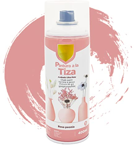 Pintura Spray 400ml a la Tiza Chalk Paint Acabado ultra Mate para Metal/Madera/Plástico(Rosa Peonia Mate,1 Bote)