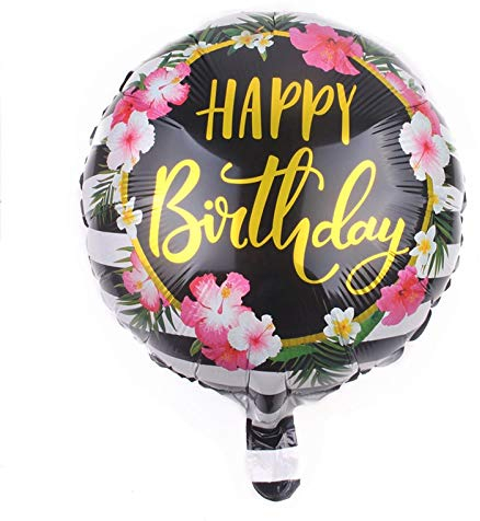 Floral Stripes Birthday Foil Balloon, 45cm