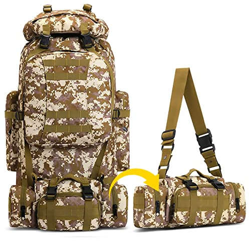 Kabxhueo 100 Liter Wasserdichter 2 in 1 Rucksack für Herren - Großer Wanderrucksack, Reiserucksack & Trekkingrucksack für Camping, Travel & Wandern | Taktischer Survival Backpack