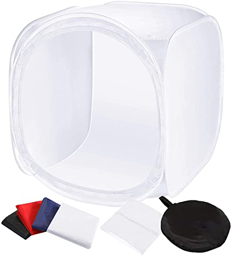 BOLLUMA Fotobox Fotostudio 150x150 cm Fotobox Zum Fotografieren Photobox Foto Box Fotozelt Lichtzelt mit 4 Hintergründe, Tragbar Fotozelt für Fotografie zum Schmuck Kleine Gegenstände