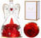 Ocosy Forever Real Rose Light Engel Geschenk, romantisches Geschenk für sie, konservierte echte Blume Rose in Engel Figuren Rose für Valentinstag Jahrestag Weihnachten - Rot