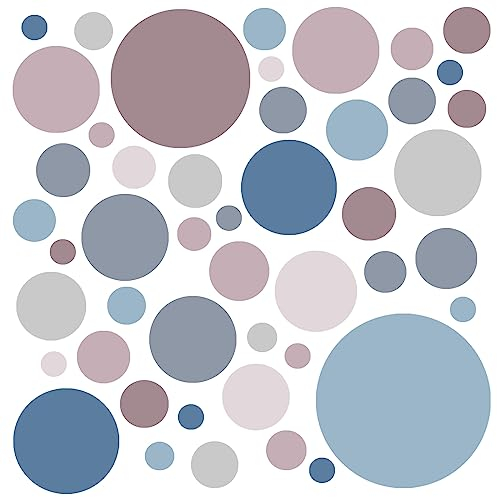 WandSticker4U®- 6 Bögen, 93 PUNKTE in pastell ALTROSA BLAU GRAU I Wandtattoo Punkte Kinderzimmer Wandsticker Kreise Dots I Möbelsticker Klebepunkte Mädchen & Junge Deko GROß