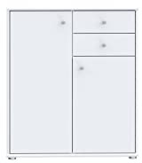 Forte Tempra 2 Kommode mit 2 Türen und 2 Schubladen, Holzwerkstoff, weiß, Bx H xT: 73,7 x 85,5 x 34,8 cm