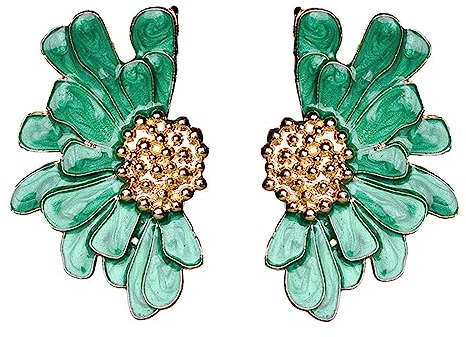 SIXDUTON Vintage Blumen Ohrringe Gänseblümchen Earrings, Hypoallergene Party Modeschmuck für Frauen und Mädchen (Grün)