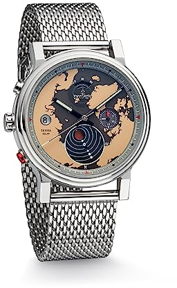 Kronsegler Terra Solar Chronograph Armbanduhr Stahl Braun Milanaise