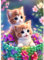 MXJSUA 2 Gatos y Flor Diamond Painting Kits para Niños DIY 5D Completo Cristal Pintura de Diamante Set para Adultos Redondo Taladro Cuadro de Diamantes Kits para Hogar Decoración 30x40cm