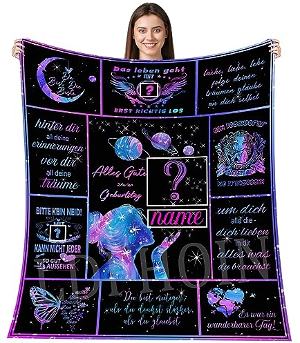 LDFHOIN Personalisierte Geburtstag Geschenke Kuscheldecke für Meine Tochter, Positive Ermutigung An Meine Tochter Personalisierte Decke von Eltern Superweiche Nachricht Brief Decke (Alter+Name)