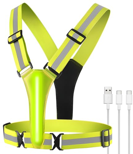 EKKONG LED Wiederaufladbare USB Lauflicht,LED Warnweste,Lauflicht Joggen mit Reflektoren Gürtel,Elastische Verstellbare Leuchtweste mit LED 3 Moder für Joggen Wandern Radfahren