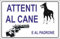 M-ITALY CARTELLO SEGNALETICO - ATTENTI AL CANE E AL PADRONE - Adesivo Extra Resistente, Pannello in Forex, Pannello In Alluminio (20x31, Adesivo)