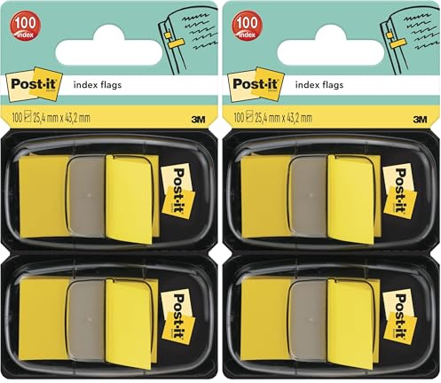 Post-it Index Flags - Dual Pack 25mm - Yellow (50 Flags x 2) (Pack of 2)