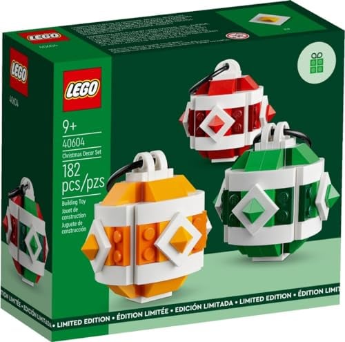 LEGO Juego de decoración navideña 40604 GWP - Artesanía 3 adornos coloridos (182 piezas)